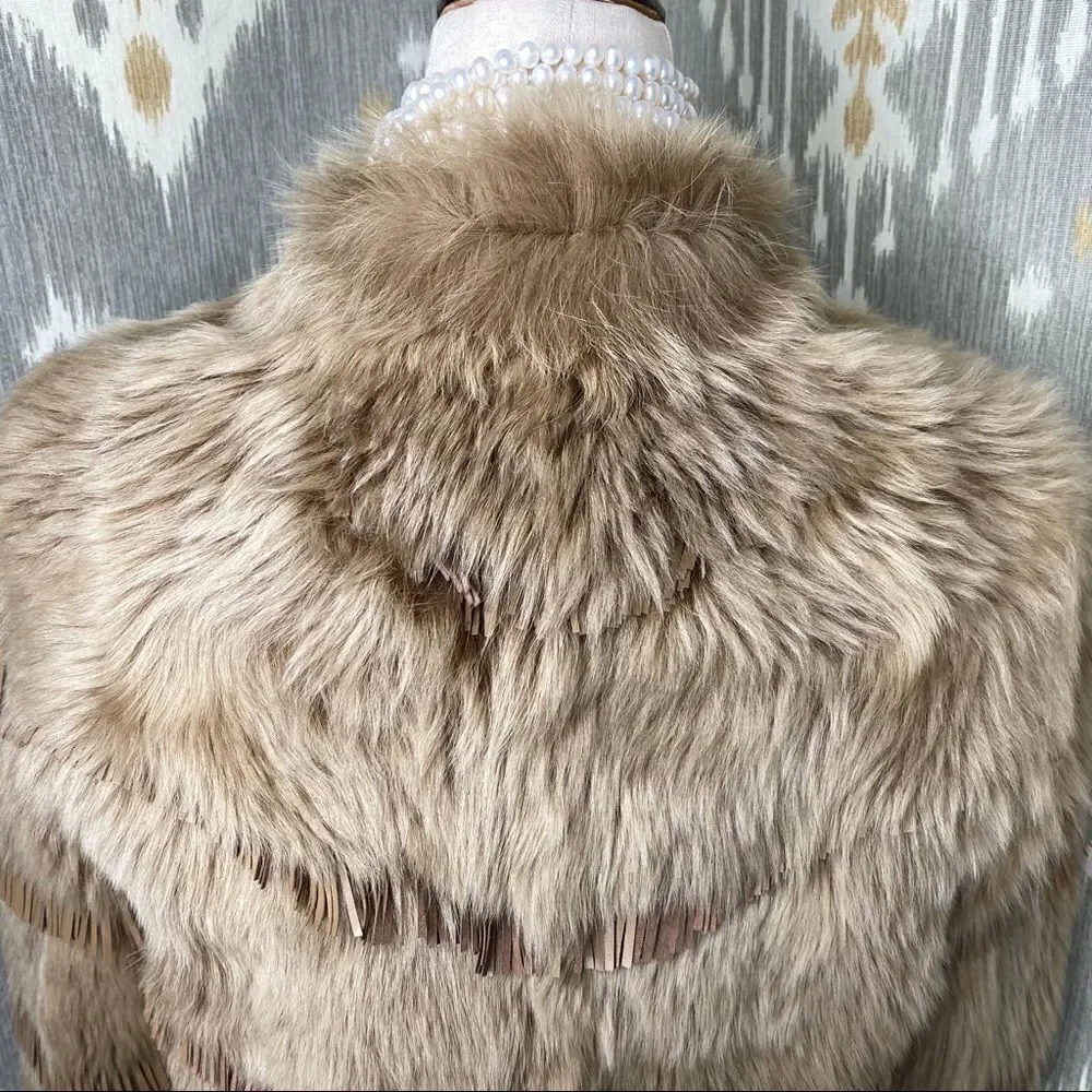 Ralph Lauren ‘15 Collection Tan Italian Lamb Shearling & Suede Fringe Jacket - Picture 10 of 16